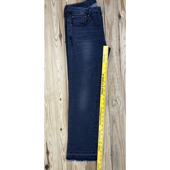 Umgee Cropped Flare Jeans Raw Hem Charcoal Wash Size 28 - Picture 7 of 7